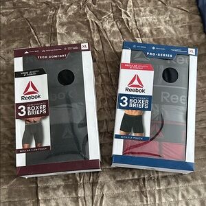 Reebok Men's Tech Comfort Boxer Briefs - Black and Burgundy